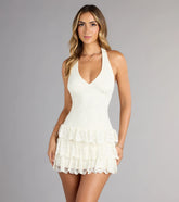 Ruffle Me Up Lace Halter Mini Dress