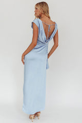 Grecian Cap Sleeve Cowl Back Dress Midnight