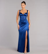 Aurora Satin Rhinestone Corset Formal Dress
