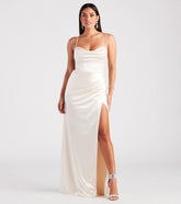 Melinda Satin Lace-Up Formal Dress