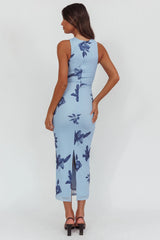 Maretha Gold Link Neckline Maxi Dress Lily Blue