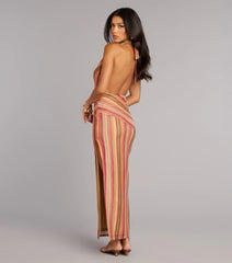 Golden Hour Groove Crochet Halter Maxi Dress