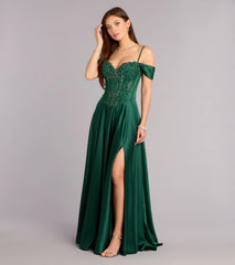 Ava Satin Cold Shoulder A-Line Ball Gown