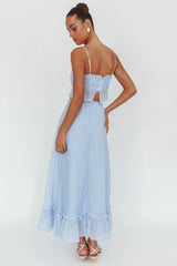 Maidens Tie Detail Overlock Maxi Skirt Cloud Blue