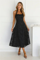 Disco Daze Halter Midi Dress Black