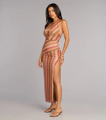 Golden Hour Groove Crochet Halter Maxi Dress