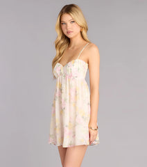 Plans In Bloom Floral Chiffon Babydoll Dress