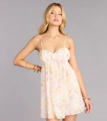 Plans In Bloom Floral Chiffon Babydoll Dress