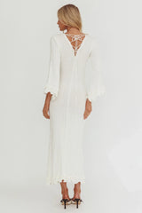 Wrenna Bell Sleeve Knit Maxi Dress White