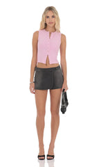Denim Wrap Skort in Faded Black