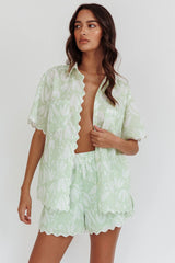 Swing Of Things Scalloped Edge Shirt Print Sage