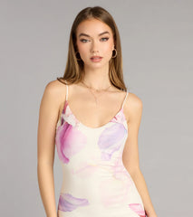 Soft Focus Florals Mesh Maxi Dress